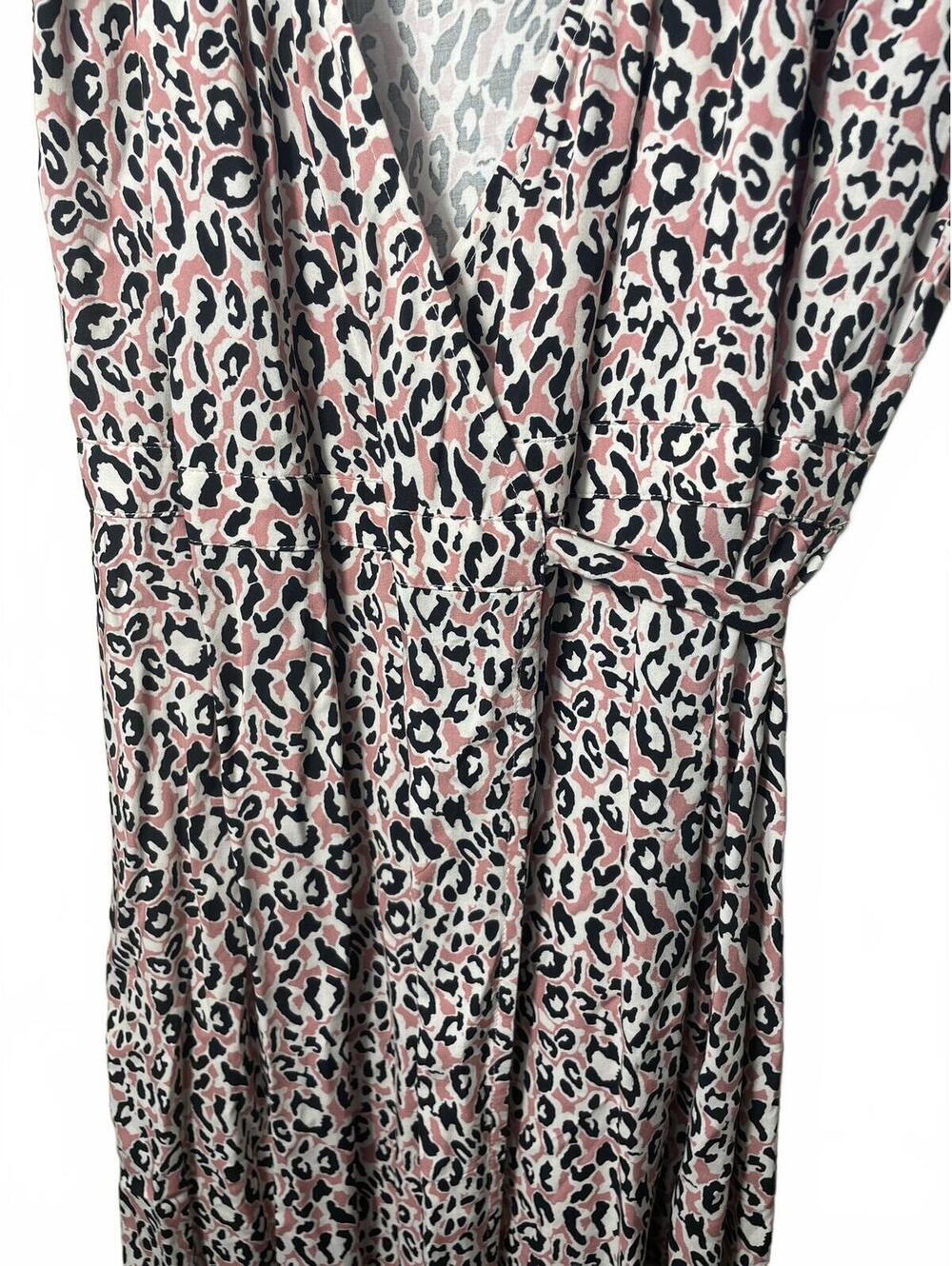 J Crew Womens Size Small Pink Leopard Animal Print Wrap Dress Maxi Flowy Casual - Picture 4 of 8